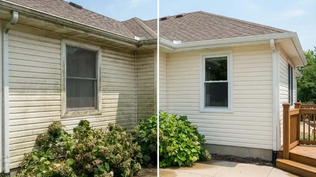 Before and after house washing Wilmington NC